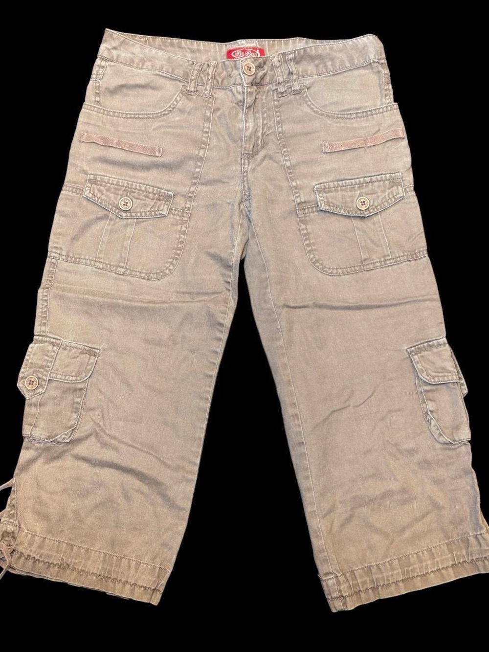 BeBop Women's Cropped Cargo Jeans in Light Tan